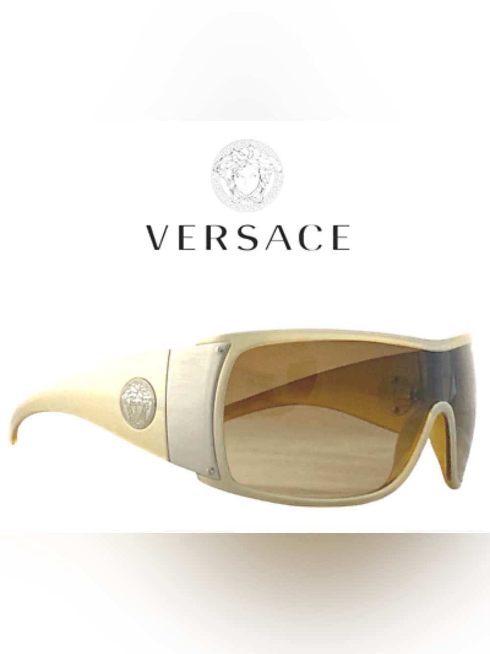 Authentic Versace Shield Sunglasses Model 4125, Brushed Gold